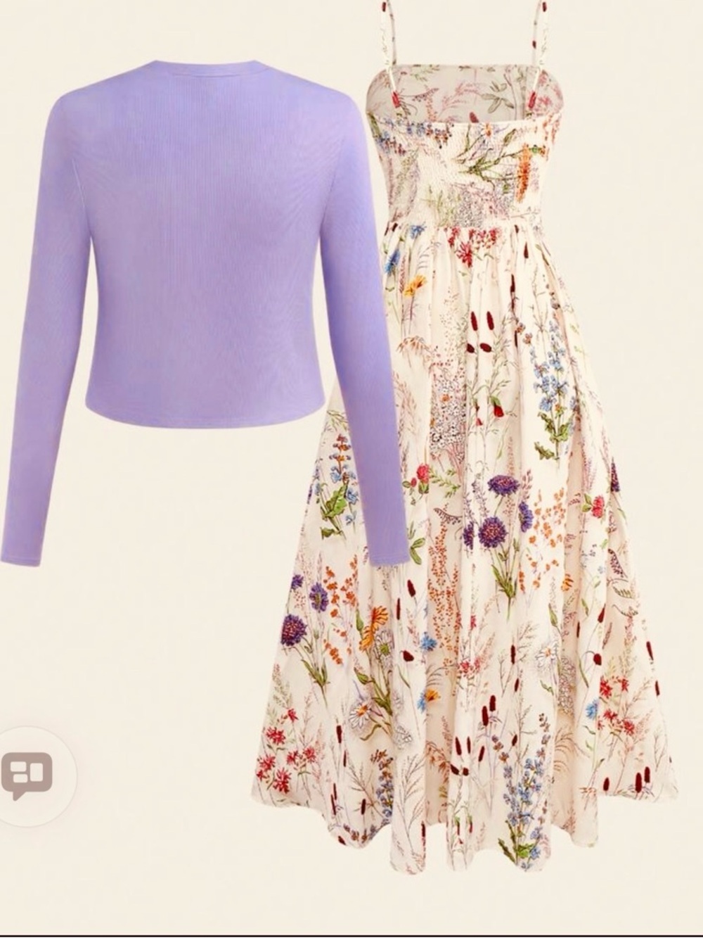 SHEIN Floral Midi dress and Lavender ribbed light cardigan set. (Size OXL)